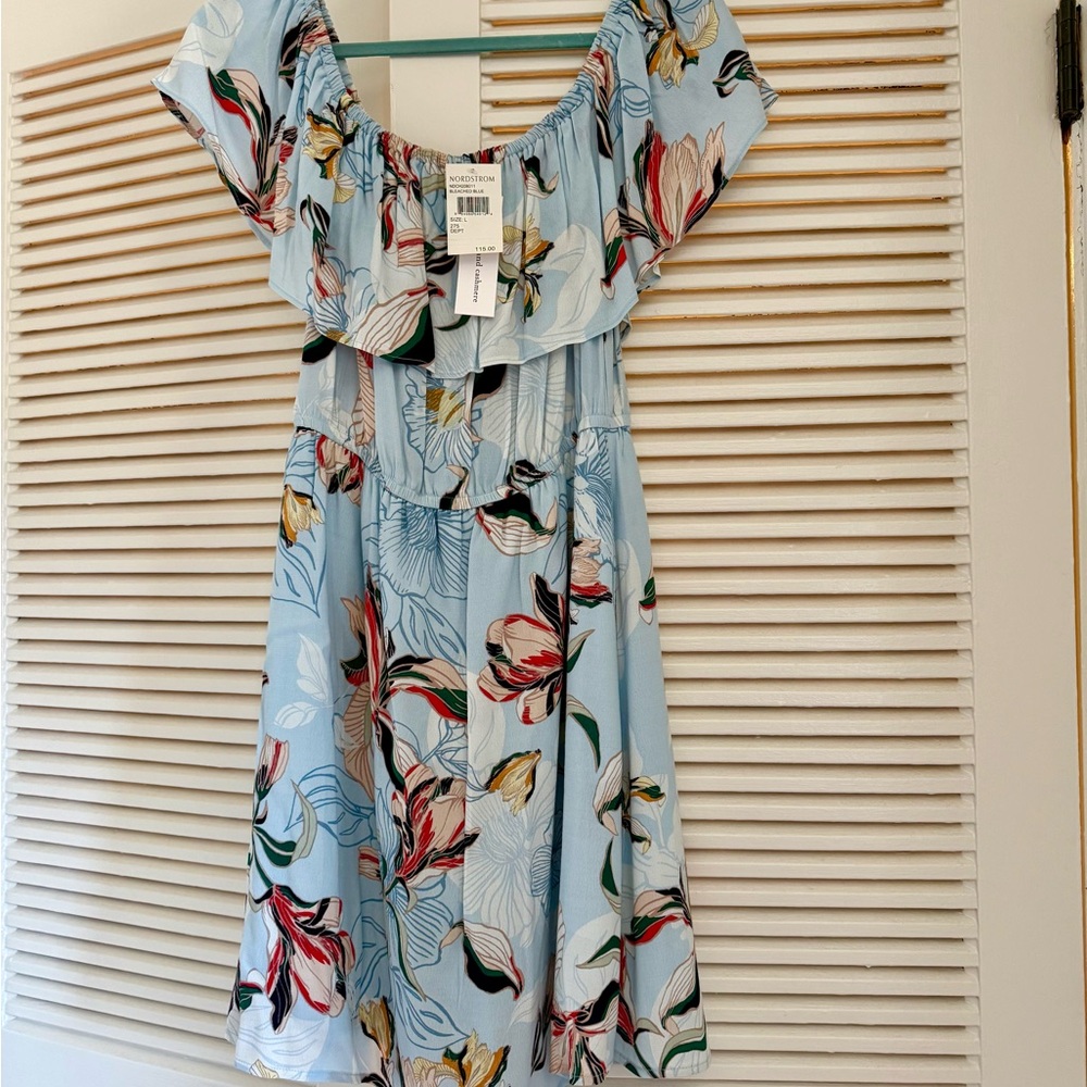 cupcakes & cashmere Floral On/Off-Shoulder Mini Dress L